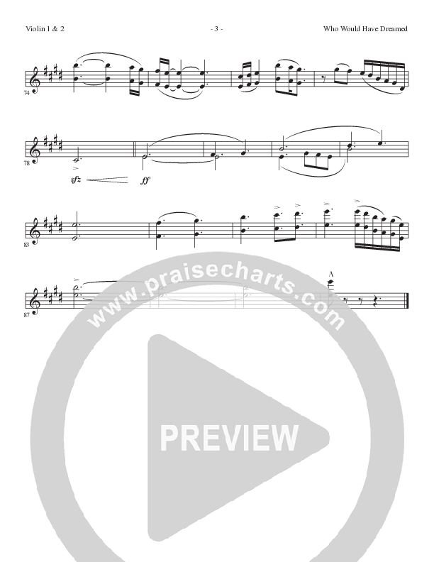 Who Would Have Dreamed (Choral Anthem SATB) Violin 1/2 (Lillenas Choral / Arr. Cliff Duren / Arr. Mike Speck)