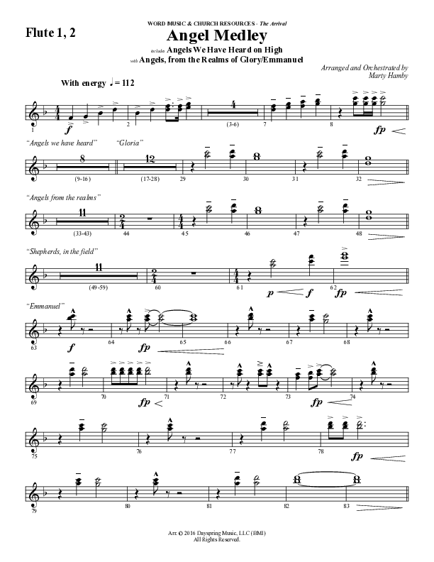 Angel Medley (Choral Anthem SATB) Flute 1/2 (Word Music Choral / Arr. Marty Hamby)
