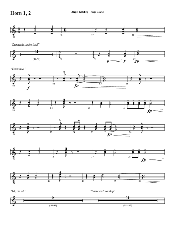 Angel Medley (Choral Anthem SATB) French Horn 1/2 (Word Music Choral / Arr. Marty Hamby)
