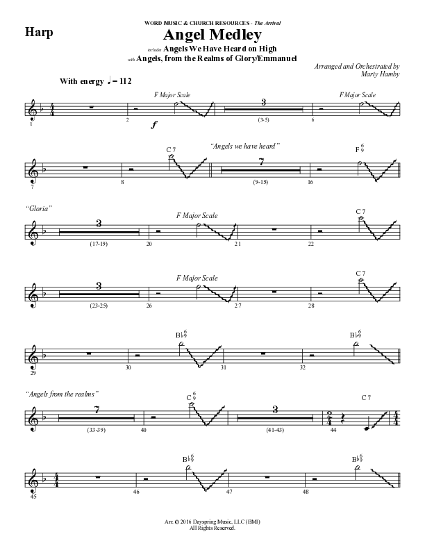 Angel Medley (Choral Anthem SATB) Harp (Word Music Choral / Arr. Marty Hamby)