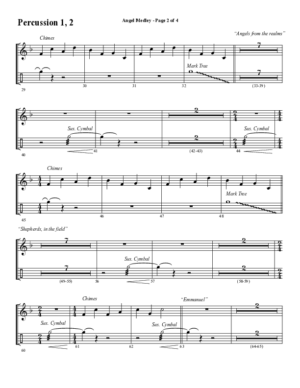 Angel Medley (Choral Anthem SATB) Percussion 1/2 (Word Music Choral / Arr. Marty Hamby)