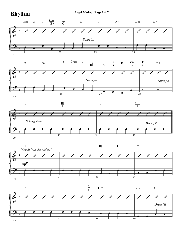 Angel Medley (Choral Anthem SATB) Rhythm Chart (Word Music Choral / Arr. Marty Hamby)