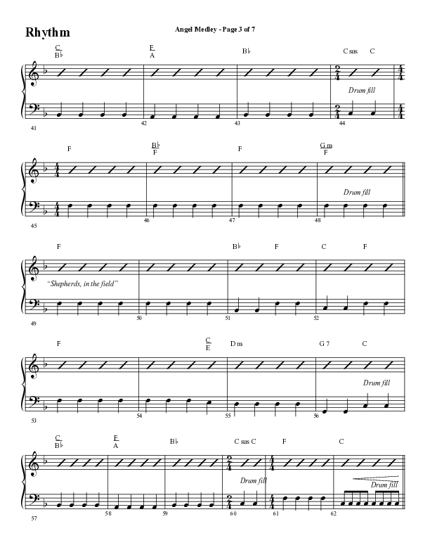 Angel Medley (Choral Anthem SATB) Rhythm Chart (Word Music Choral / Arr. Marty Hamby)