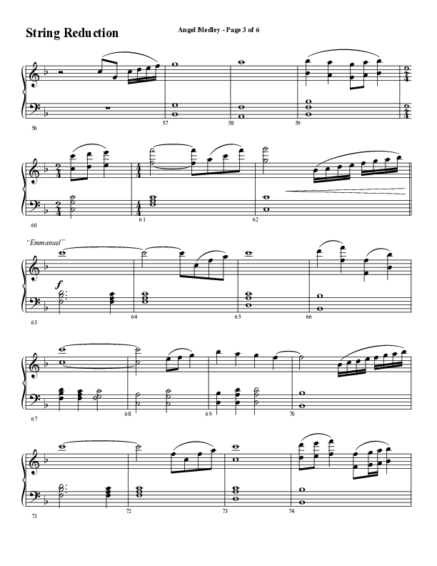 Angel Medley (Choral Anthem SATB) String Reduction (Word Music Choral / Arr. Marty Hamby)