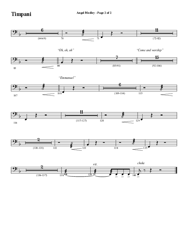 Angel Medley (Choral Anthem SATB) Timpani (Word Music Choral / Arr. Marty Hamby)