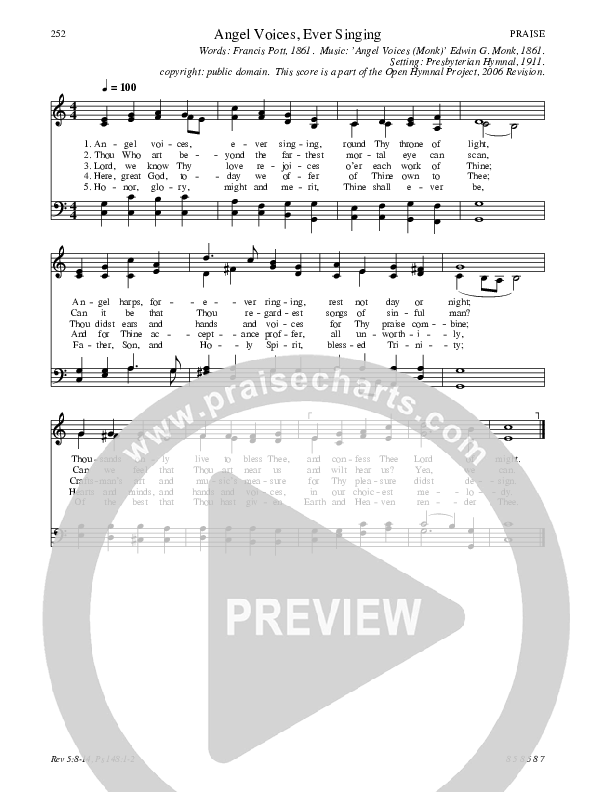 Angel Voices Ever Singing Hymn Sheet (SATB) (Traditional Hymn)