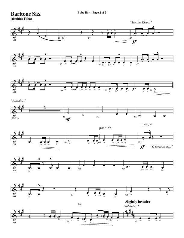 Baby Boy (Choral Anthem SATB) Bari Sax (Word Music Choral / Arr. Gary Rhodes)