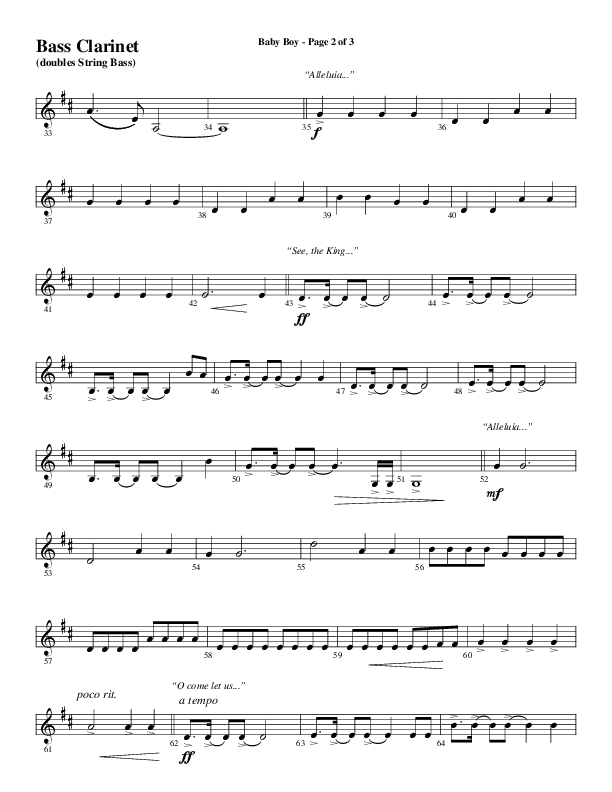 Baby Boy (Choral Anthem SATB) Bass Clarinet (Word Music Choral / Arr. Gary Rhodes)