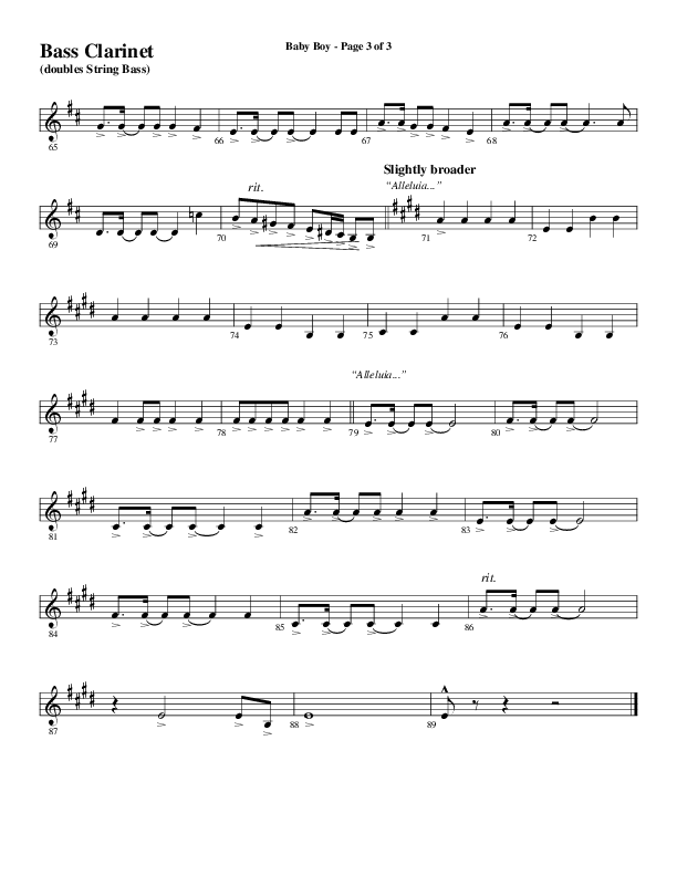 Baby Boy (Choral Anthem SATB) Bass Clarinet (Word Music Choral / Arr. Gary Rhodes)