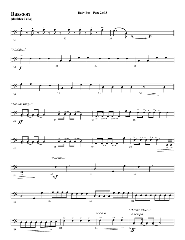 Baby Boy (Choral Anthem SATB) Bassoon (Word Music Choral / Arr. Gary Rhodes)