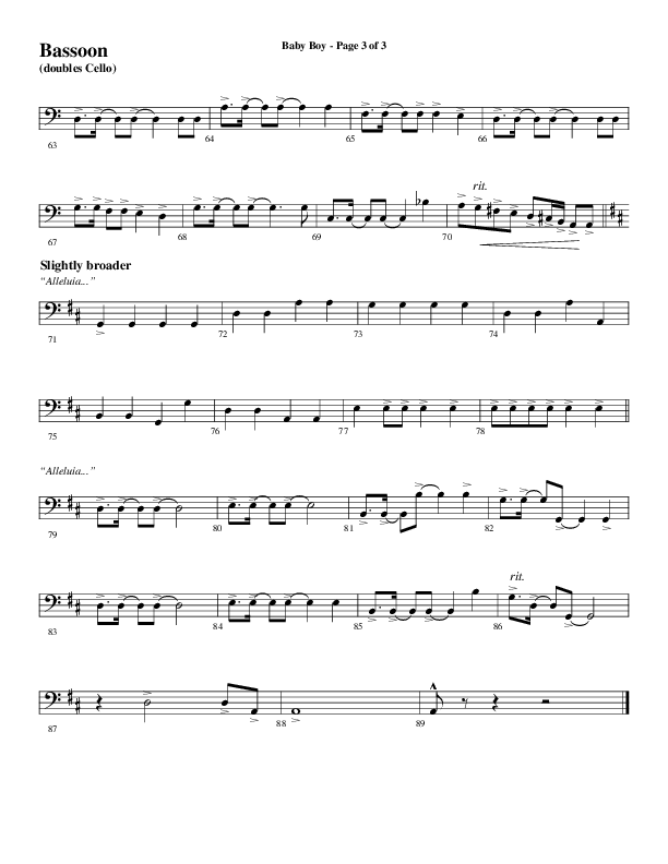 Baby Boy (Choral Anthem SATB) Bassoon (Word Music Choral / Arr. Gary Rhodes)