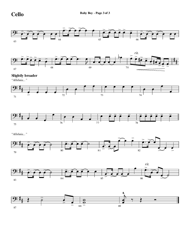 Baby Boy (Choral Anthem SATB) Cello (Word Music Choral / Arr. Gary Rhodes)