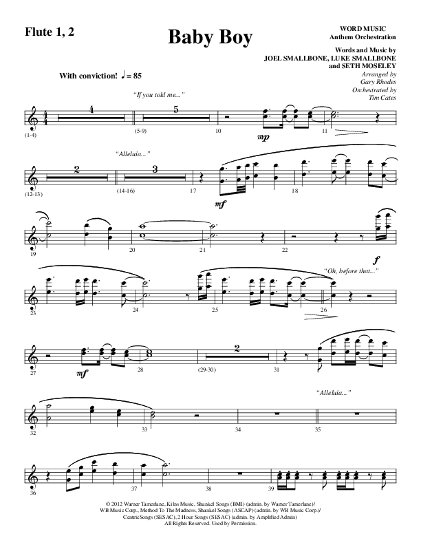 Baby Boy (Choral Anthem SATB) Flute 1/2 (Word Music Choral / Arr. Gary Rhodes)