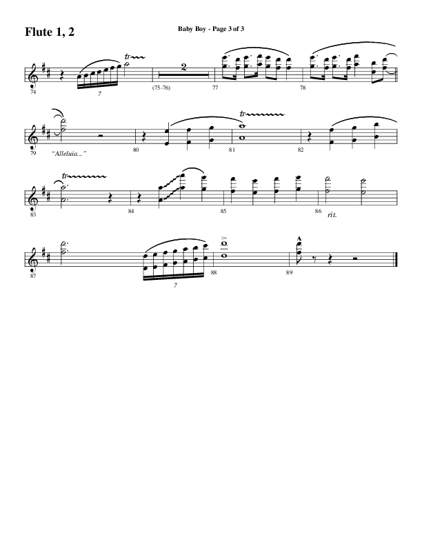 Baby Boy (Choral Anthem SATB) Flute 1/2 (Word Music Choral / Arr. Gary Rhodes)