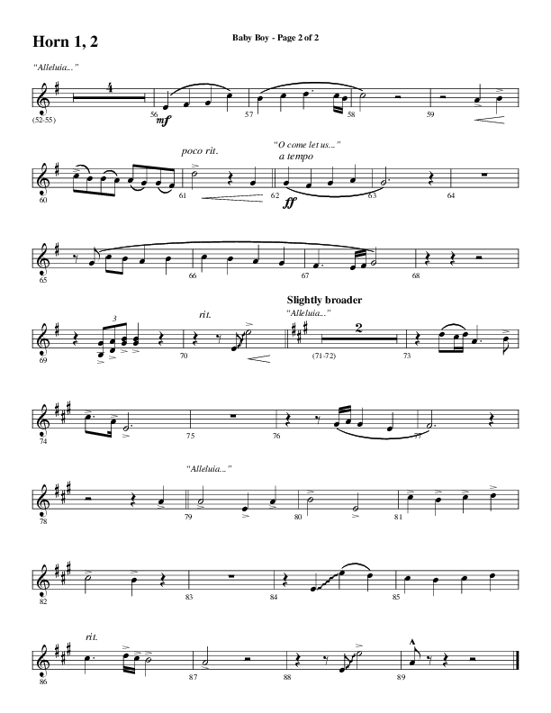 Baby Boy (Choral Anthem SATB) French Horn 1/2 (Word Music Choral / Arr. Gary Rhodes)