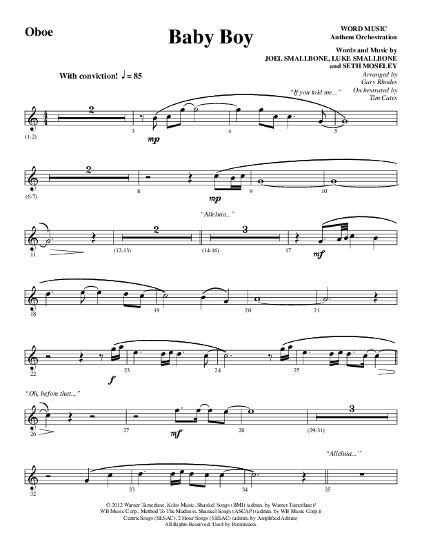Baby Boy (Choral Anthem SATB) Oboe (Word Music Choral / Arr. Gary Rhodes)