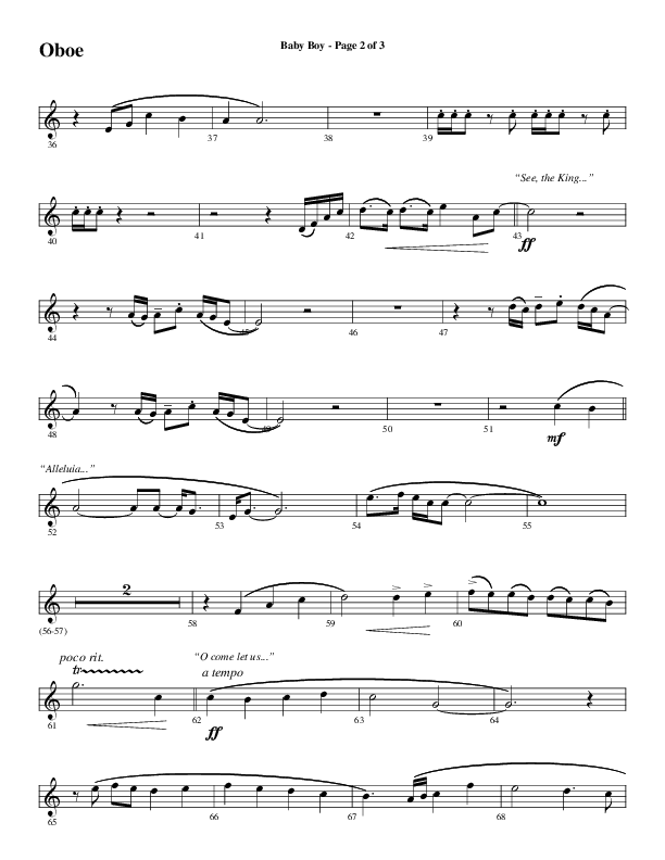 Baby Boy (Choral Anthem SATB) Oboe (Word Music Choral / Arr. Gary Rhodes)