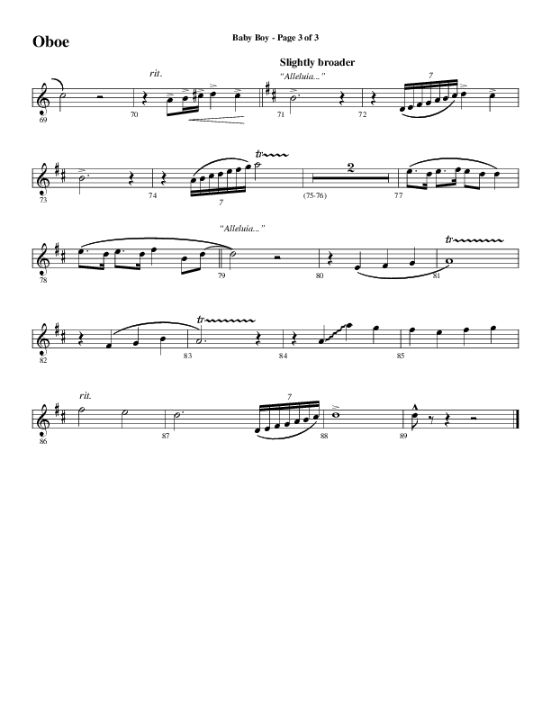 Baby Boy (Choral Anthem SATB) Oboe (Word Music Choral / Arr. Gary Rhodes)