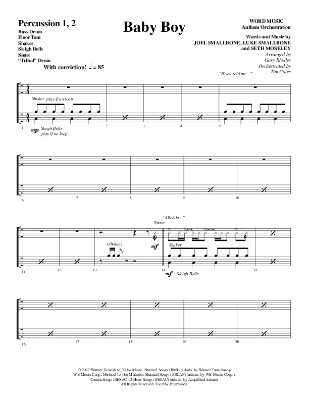 Baby Boy (Choral Anthem SATB) Percussion (Word Music Choral / Arr. Gary Rhodes)