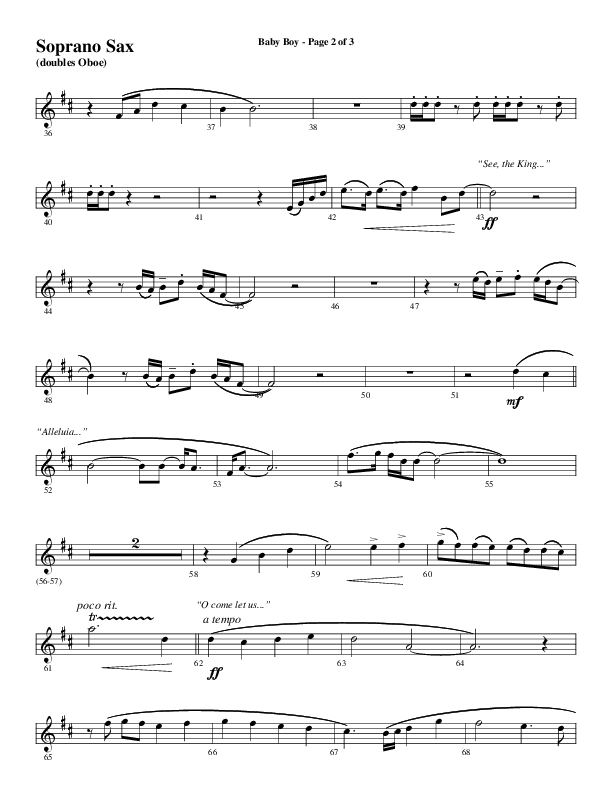 Baby Boy (Choral Anthem SATB) Soprano Sax (Word Music Choral / Arr. Gary Rhodes)