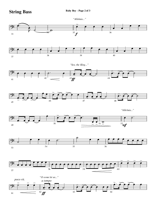 Baby Boy (Choral Anthem SATB) String Bass (Word Music Choral / Arr. Gary Rhodes)