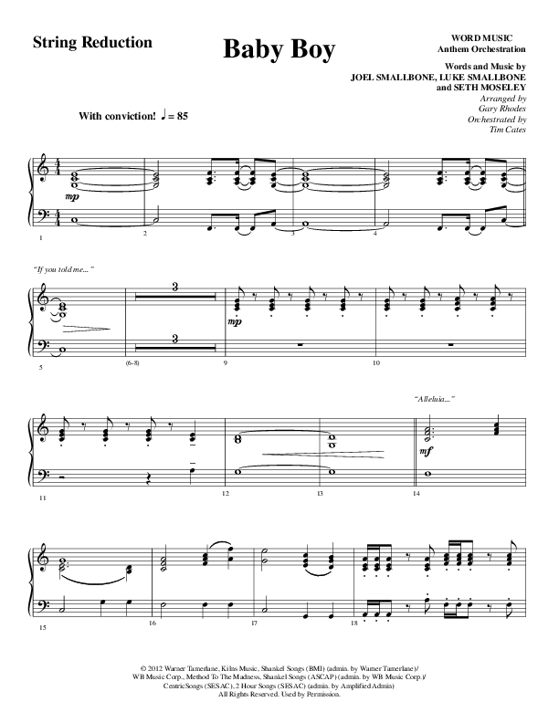 Baby Boy (Choral Anthem SATB) String Reduction (Word Music Choral / Arr. Gary Rhodes)