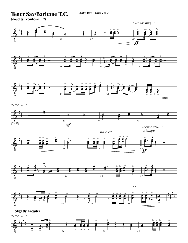 Baby Boy (Choral Anthem SATB) Tenor Sax/Baritone T.C. (Word Music Choral / Arr. Gary Rhodes)
