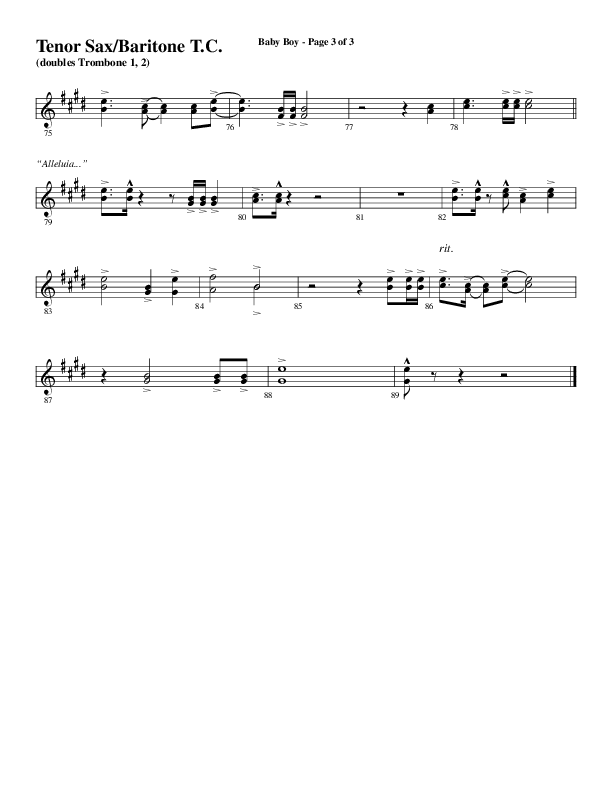 Baby Boy (Choral Anthem SATB) Tenor Sax/Baritone T.C. (Word Music Choral / Arr. Gary Rhodes)