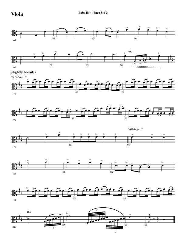 Baby Boy (Choral Anthem SATB) Viola (Word Music Choral / Arr. Gary Rhodes)