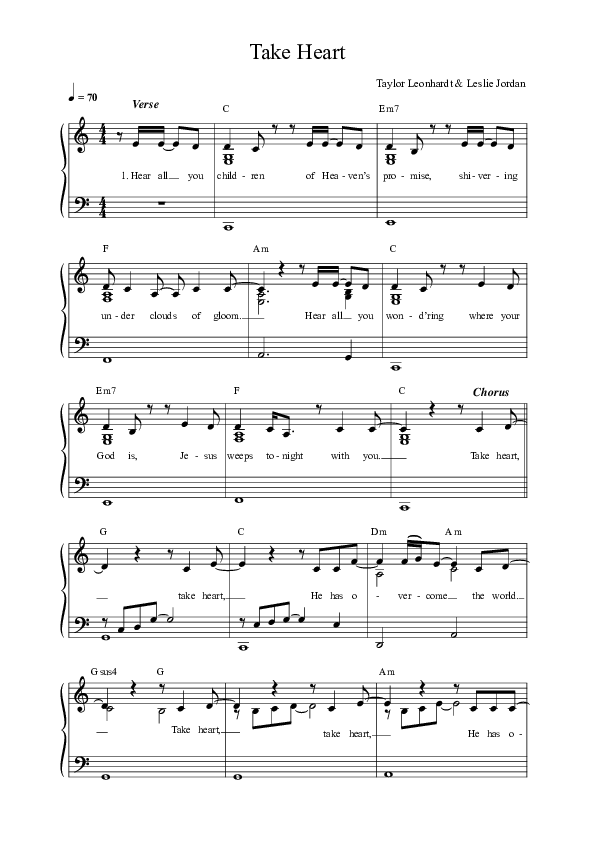 Take Heart Lead Sheet Melody (Leslie Jordan)