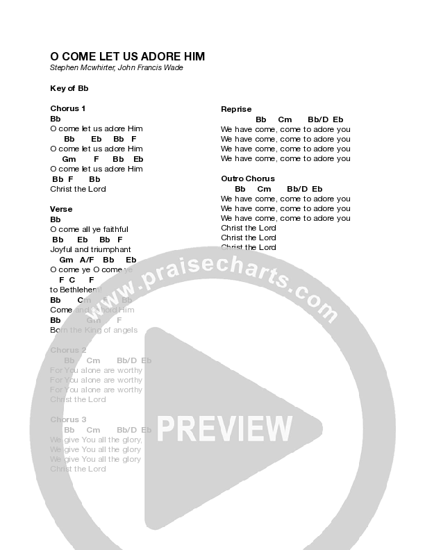 O Come Let Us Adore Him Chord Chart (Stephen McWhirter / Jason Clayborn)