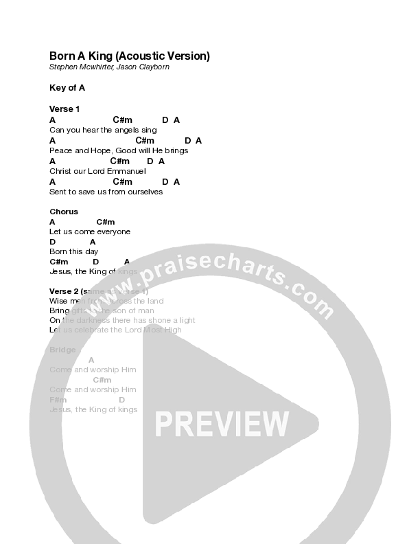 Born A King (Acoustic) Chord Chart (Stephen McWhirter / Jason Clayborn)