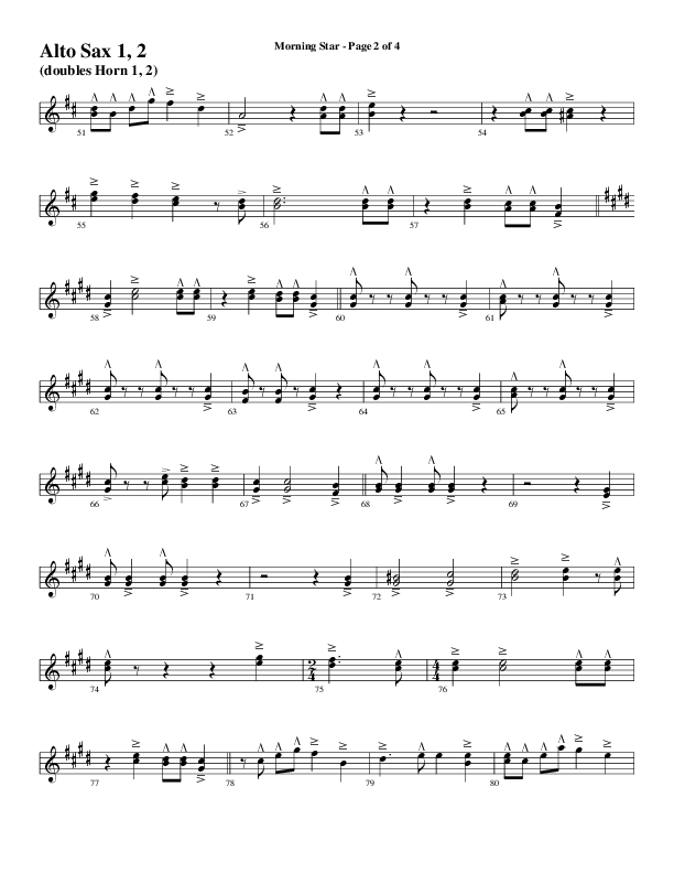Morning Star with Emmanuel (Choral Anthem SATB) Alto Sax 1/2 (Word Music Choral / Arr. David Clydesdale)