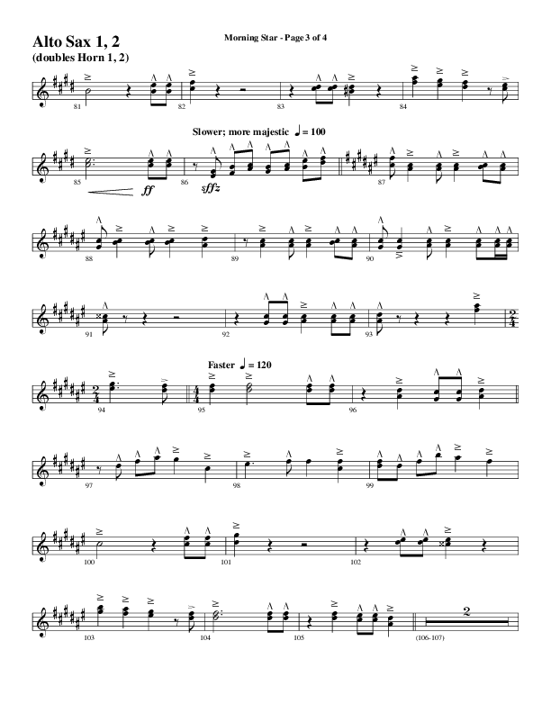 Morning Star with Emmanuel (Choral Anthem SATB) Alto Sax 1/2 (Word Music Choral / Arr. David Clydesdale)