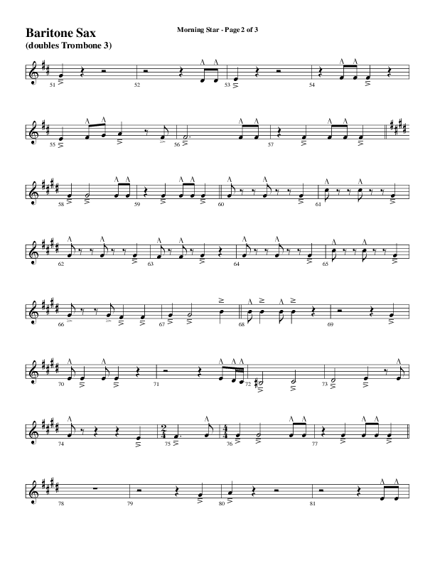 Morning Star with Emmanuel (Choral Anthem SATB) Bari Sax (Word Music Choral / Arr. David Clydesdale)