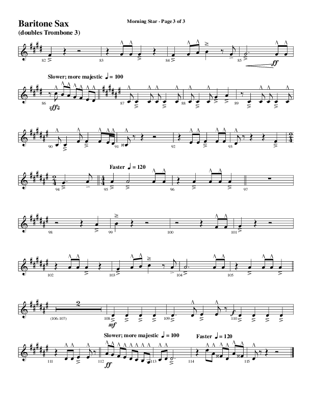 Morning Star with Emmanuel (Choral Anthem SATB) Bari Sax (Word Music Choral / Arr. David Clydesdale)