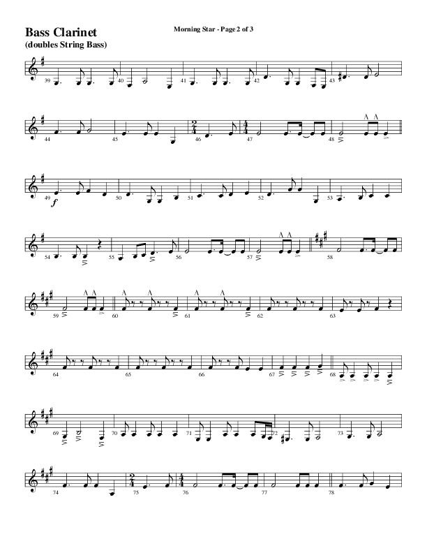 Morning Star with Emmanuel (Choral Anthem SATB) Bass Clarinet (Word Music Choral / Arr. David Clydesdale)