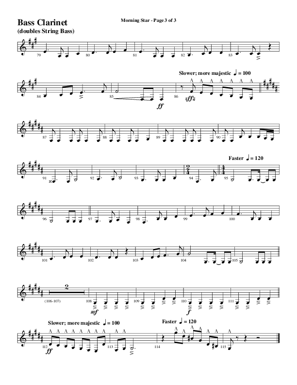 Morning Star with Emmanuel (Choral Anthem SATB) Bass Clarinet (Word Music Choral / Arr. David Clydesdale)