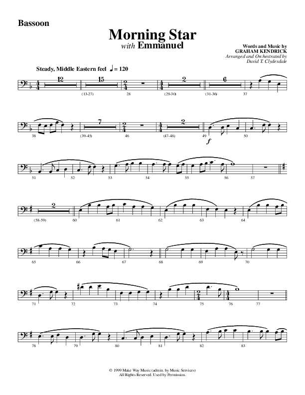 Morning Star with Emmanuel (Choral Anthem SATB) Bassoon (Word Music Choral / Arr. David Clydesdale)