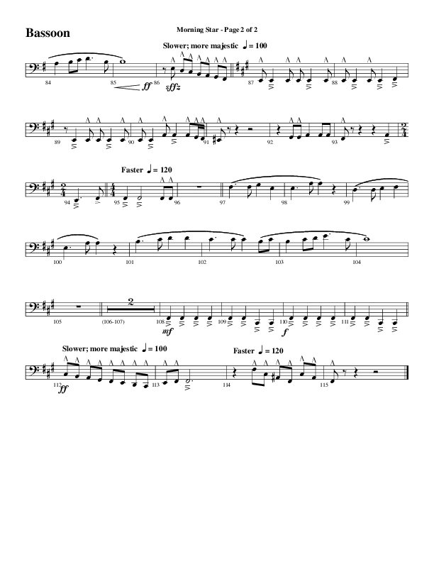 Morning Star with Emmanuel (Choral Anthem SATB) Bassoon (Word Music Choral / Arr. David Clydesdale)