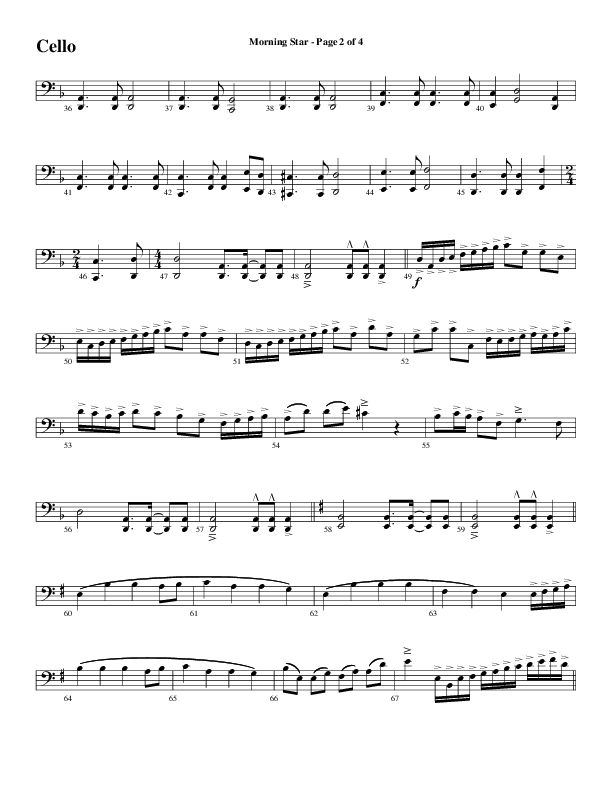Morning Star with Emmanuel (Choral Anthem SATB) Cello (Word Music Choral / Arr. David Clydesdale)