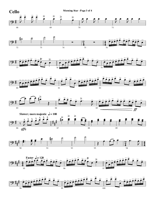 Morning Star with Emmanuel (Choral Anthem SATB) Cello (Word Music Choral / Arr. David Clydesdale)