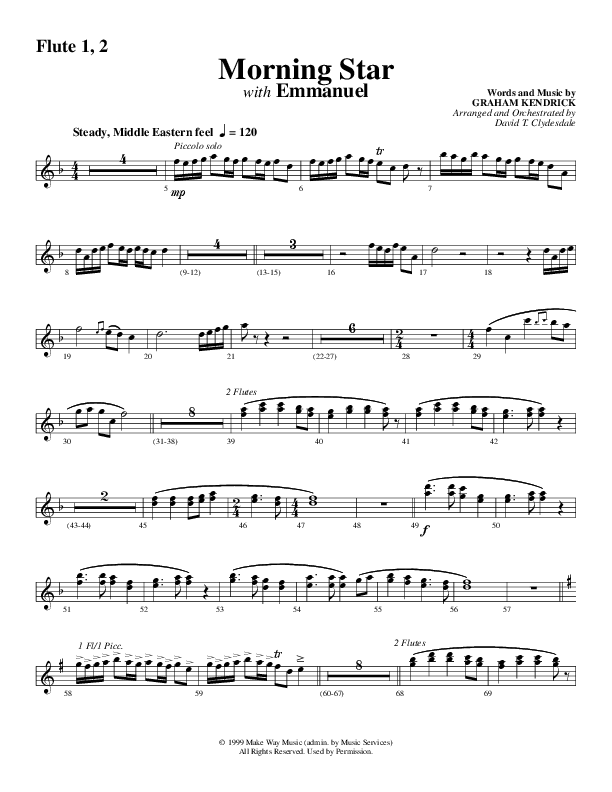 Morning Star with Emmanuel (Choral Anthem SATB) Flute 1/2 (Word Music Choral / Arr. David Clydesdale)
