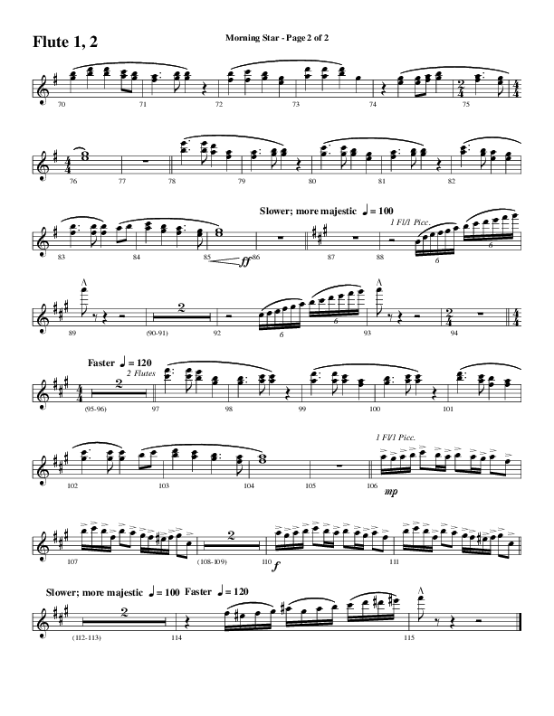 Morning Star with Emmanuel (Choral Anthem SATB) Flute 1/2 (Word Music Choral / Arr. David Clydesdale)