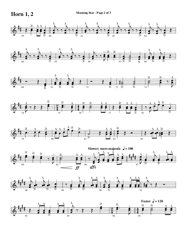Morning Star with Emmanuel (Choral Anthem SATB) French Horn 1/2 (Word Music Choral / Arr. David Clydesdale)