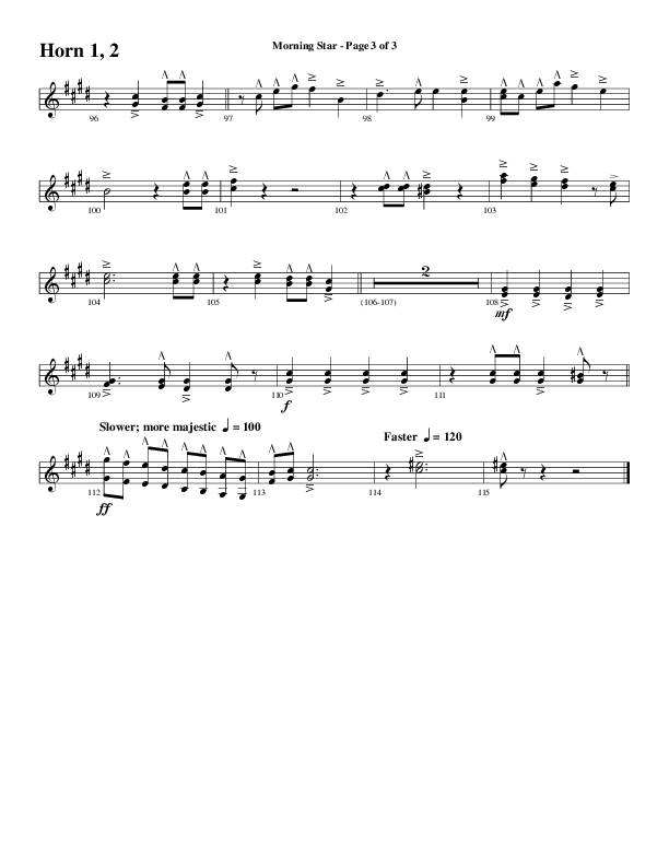 Morning Star with Emmanuel (Choral Anthem SATB) French Horn 1/2 (Word Music Choral / Arr. David Clydesdale)