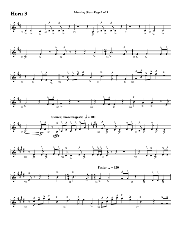 Morning Star with Emmanuel (Choral Anthem SATB) French Horn 3 (Word Music Choral / Arr. David Clydesdale)