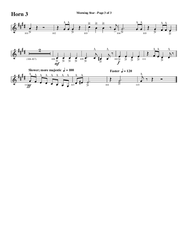 Morning Star with Emmanuel (Choral Anthem SATB) French Horn 3 (Word Music Choral / Arr. David Clydesdale)