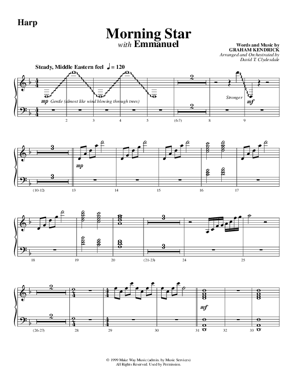 Morning Star with Emmanuel (Choral Anthem SATB) Harp (Word Music Choral / Arr. David Clydesdale)
