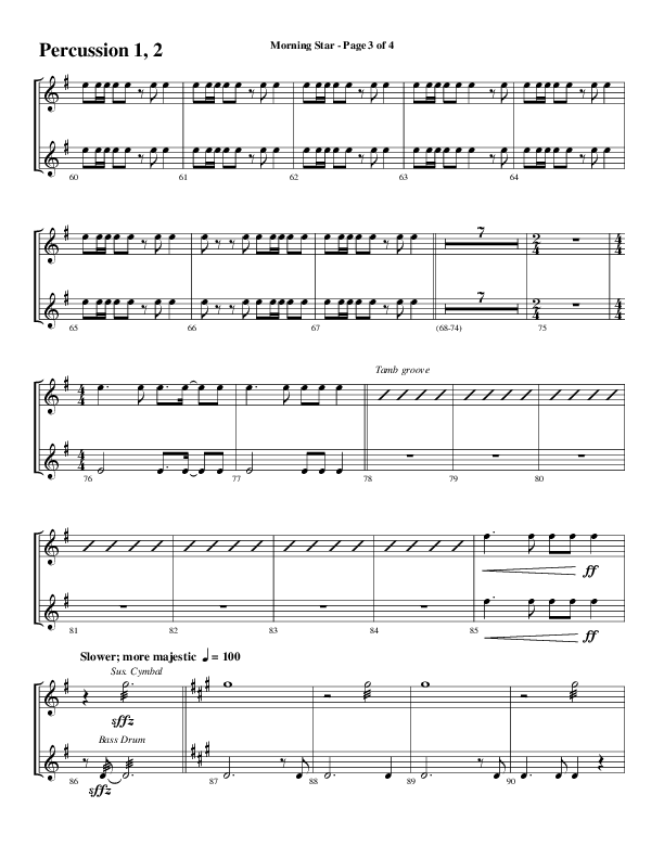 Morning Star with Emmanuel (Choral Anthem SATB) Percussion (Word Music Choral / Arr. David Clydesdale)